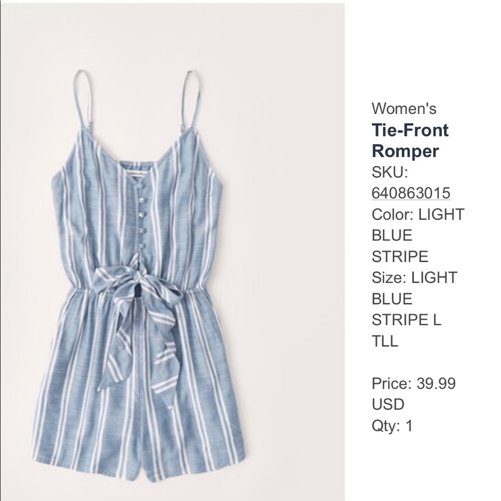Abercrombie tie front romper size L